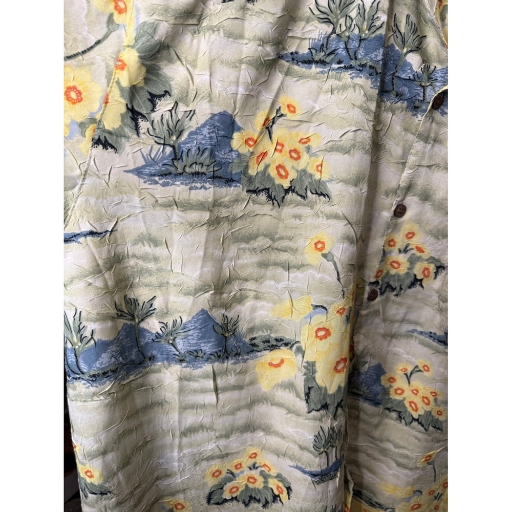 Joe Marlin Mens XL Tropical Floral Crinkle Short Sleeve Button Down Camp Shirt - Picture 6 of 6